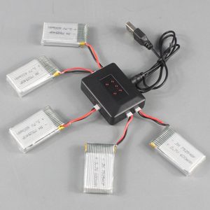 Pack Chargeur 5 en 1 + 5 Batteries LiPo 600mAh pour Syma X5C / X5SC / X5SW / GPTOYS F2C Aviax