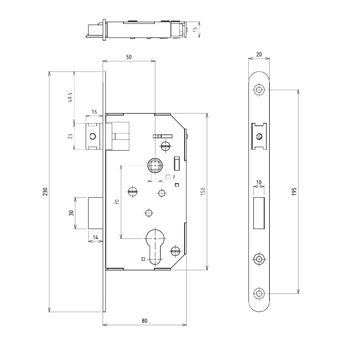 Serrure à larder Devismes INOX S6991 – Image 2