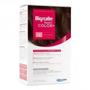 Bioscalin – Nutricolor Plus Colorazione Capelli Permanente 4 Castano – Kit Completo con Crema Colorante, Rivelatore Crema, Shampoo e Trattamento Finale