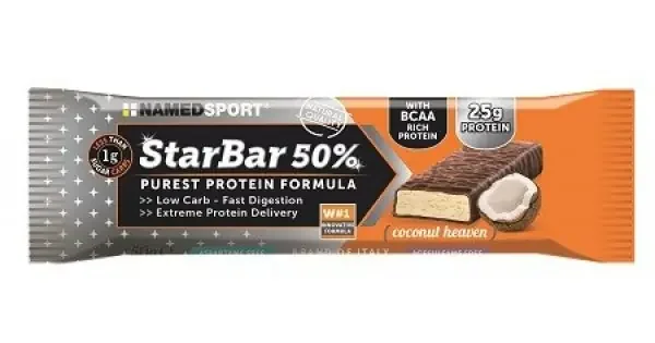 Named Sport – Starbar Coconut Heaven 50g – Barretta Proteica al Gusto di Cocco, Snack Nutriente da 50g per Sportivi Attivi